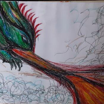 Painting titled "Dragonbreath Skizze" by Judith Simonis, Original Artwork, Chalk