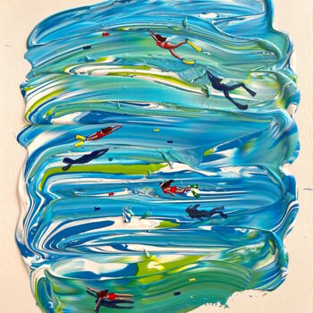 Pittura intitolato "Summer swimming." da Juli Lampe, Opera d'arte originale, Acrilico