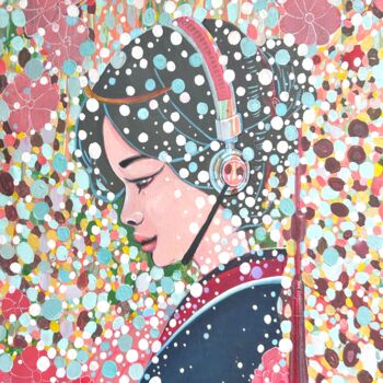 绘画 标题为“Asian girl with hea…” 由Julia Brinkfrau, 原创艺术品, 丙烯