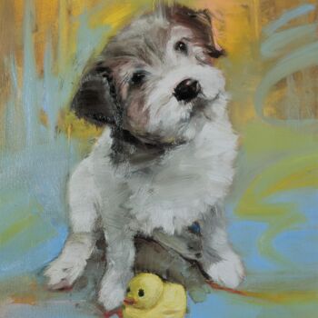 Painting titled "Duck!" by Julia Elkina, Original Artwork, Oil