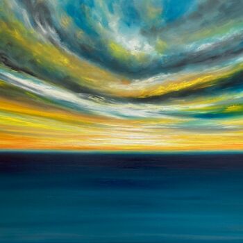 Painting titled "While the Sky Was W…" by Julia Everett, Original Artwork, Oil Mounted on Wood Stretcher frame