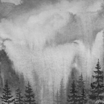 제목이 "Mountains of clouds…"인 미술작품 Julia Gogol로, 원작, 잉크