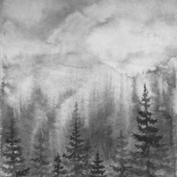"Mountains of clouds…" başlıklı Tablo Julia Gogol tarafından, Orijinal sanat, Mürekkep