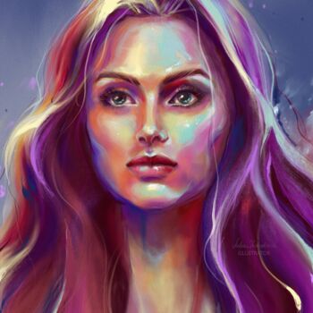 Digital Arts titled "Stylish portrait" by Julia Shchedrova, Original Artwork, Digital Painting