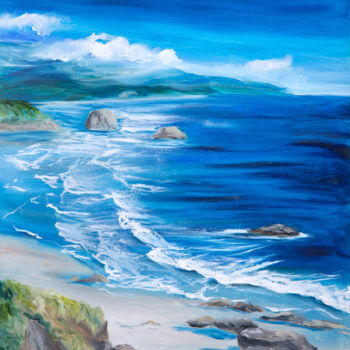 Painting titled "Blue ocean" by Julia Valova, Original Artwork, Oil