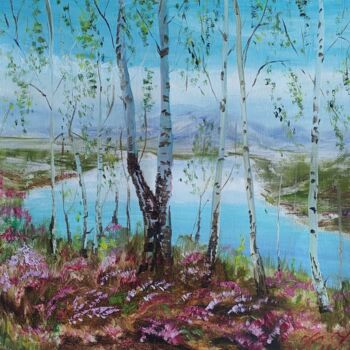 Painting titled "ORIGINAL Spring BIR…" by Julia Vedrina, Original Artwork, Oil