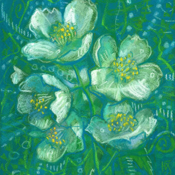 Painting titled "Jasmine Flowers, Ab…" by Julia Khoroshikh, Original Artwork, Pastel