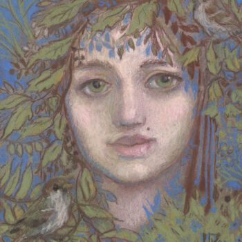 Peinture intitulée "Sparrow Lady, Fanta…" par Julia Khoroshikh, Œuvre d'art originale, Pastel