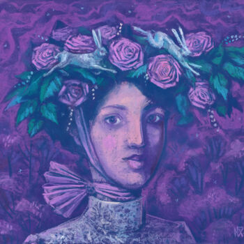Ζωγραφική με τίτλο "Midsummer Hat, Fant…" από Julia Khoroshikh, Αυθεντικά έργα τέχνης, Παστέλ