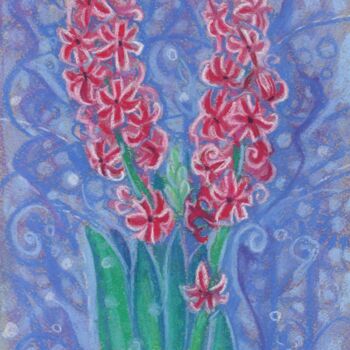 Painting titled "Pink Hyacinths, Spr…" by Julia Khoroshikh, Original Artwork, Pastel