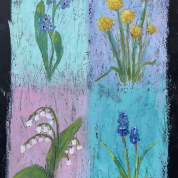 Dessin intitulée "Spring tiles" par Julia Suptel, Œuvre d'art originale, Pastel
