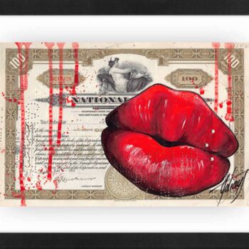 Malerei mit dem Titel "Red Kiss" von Julie Galiay, Original-Kunstwerk, Acryl