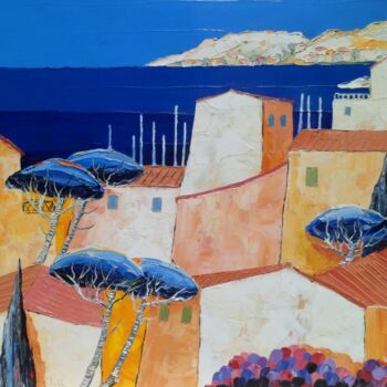 Painting titled "" Méditerranée"" by Julie Pioch, Original Artwork, Oil