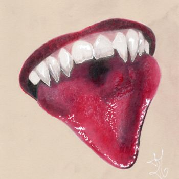 Disegno intitolato "sourire carnassier" da Julie Maryline, Opera d'arte originale, Matita