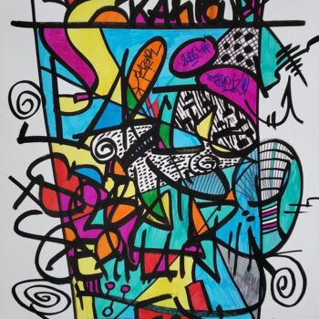 Dessin intitulée "Colors PoweR !" par Julien Grelier, Œuvre d'art originale, Marqueur