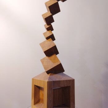 Sculpture titled "Cubes en équilibre" by Julien Mermet, Original Artwork, Wood