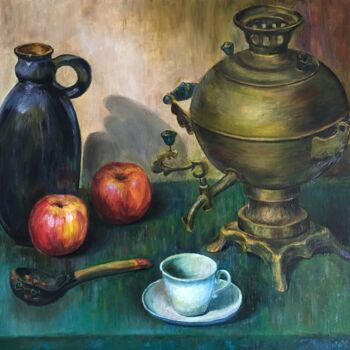 Schilderij getiteld "Samovar" door Iuliia Klimenkova, Origineel Kunstwerk, Olie