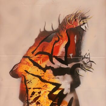 Schilderij getiteld "Tigre" door July, Origineel Kunstwerk, Acryl