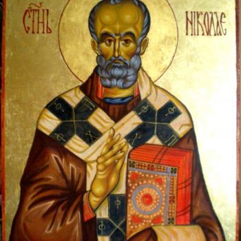 Pintura titulada "Saint Nicolaus - Sv…" por Justin Aleksandar Ristic, Obra de arte original