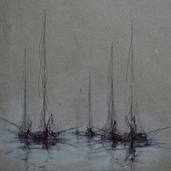 Dessin intitulée "Boats 04" par Justyna Kopania, Œuvre d'art originale, Crayon