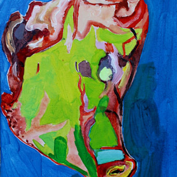 绘画 标题为“pig's head I” 由Justyna Jakóbowska, 原创艺术品, 丙烯