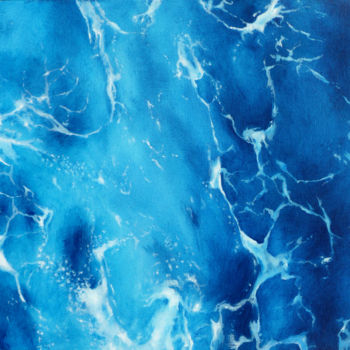 Malerei mit dem Titel "Océan marbré bleu t…" von Philippe Juttens, Original-Kunstwerk, Öl