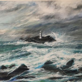 Painting titled "“Godrevy Lighthouse…" by Julie Bateman, Original Artwork, Acrylic