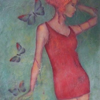 Painting titled "Miss Butterfly" by K-Let, Original Artwork