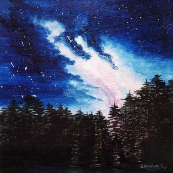 Painting titled "Night Sky" by Sahana K, Original Artwork, Acrylic