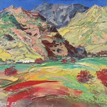 Peinture intitulée "Colorful Landscape…" par Kamo Atoyan, Œuvre d'art originale, Huile Monté sur Châssis en bois