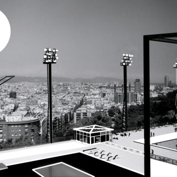 Digital Arts titled "Barcelona Olympic P…" by Kanzas Anthony, Original Artwork, Digital Painting