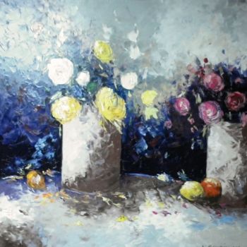 Painting titled "EXPLOSION DE FLEURS" by Kao Bourillon, Original Artwork