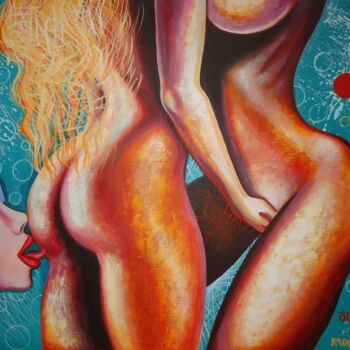 Peinture intitulée "`Girls`" par Kaola Oty, Œuvre d'art originale