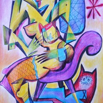 Peinture intitulée "Purple" par Kaola Oty, Œuvre d'art originale