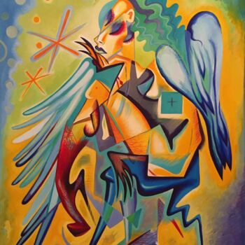 Schilderij getiteld "broken-wings" door Kaola Oty, Origineel Kunstwerk, Acryl