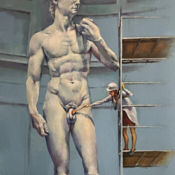 Peinture intitulée "cleaning of David" par Karas Gleb, Œuvre d'art originale, Huile