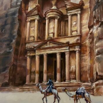 Pintura intitulada "Petra -lost city" por Karas Gleb, Obras de arte originais, Óleo