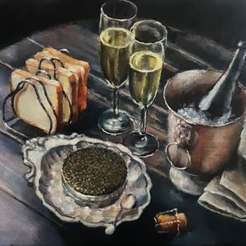 Painting titled "tourist breakfast" by Karas Gleb, Original Artwork, Oil