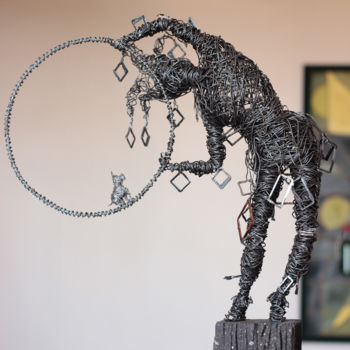 Sculpture titled "Doggy 47x40x14 3kg…" by Karen Axikyan, Original Artwork, Metals