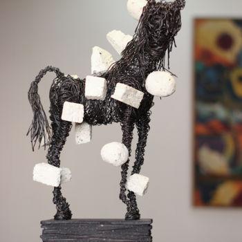 Sculpture titled "Horse with dots (47…" by Karen Axikyan, Original Artwork, Metals