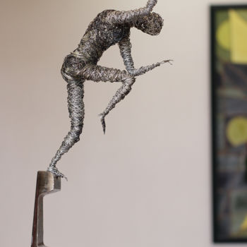 Sculpture titled "Jump (40x13x21 1.5k…" by Karen Axikyan, Original Artwork, Metals