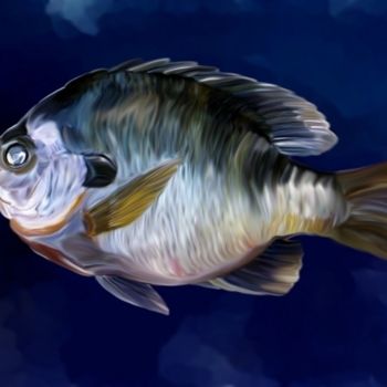 「fish」というタイトルの絵画 Karen Sheltrownによって, オリジナルのアートワーク, オイル