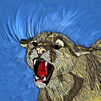 Pittura intitolato "cougar" da Karen Sheltrown, Opera d'arte originale, Olio