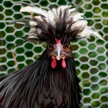 Schilderij getiteld "polish chicken" door Karen Sheltrown, Origineel Kunstwerk, Olie