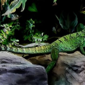 Pittura intitolato "lizard" da Karen Sheltrown, Opera d'arte originale, Olio