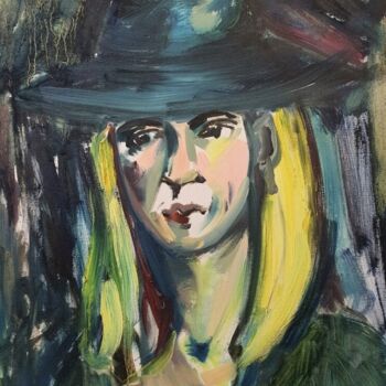 Schilderij getiteld "Portrait of a WOMAN…" door Kari Artist, Origineel Kunstwerk, Olie Gemonteerd op Frame voor houten branc…