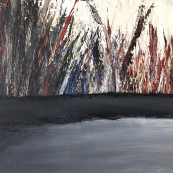 Malerei mit dem Titel "Grey Lake" von Karin Amtmann (K. Amtmann), Original-Kunstwerk, Acryl