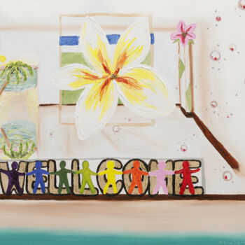 Malerei mit dem Titel "Wellcome 1" von Karin Sternberg, Original-Kunstwerk, Öl