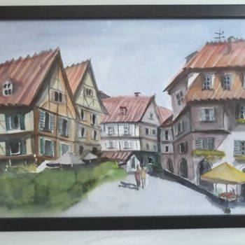 「Alsatian Street」というタイトルの絵画 Karina Azarianによって, オリジナルのアートワーク, 水彩画