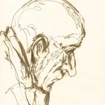 Drawing titled "Old man" by Karina Plachetka, Original Artwork, Ink